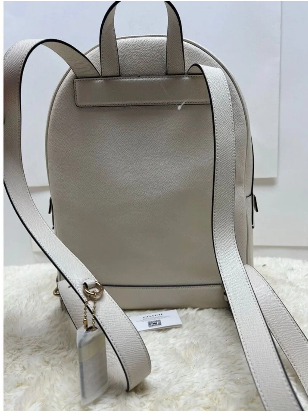 Coach Kenley Chalk White Pebbled Leather Mini Backpack